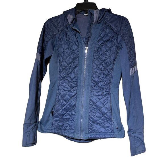 Athleta Rock Springs Quilted Jacket Women’s XXS Blue Hooded Full-Zip - Picture 1 of 7